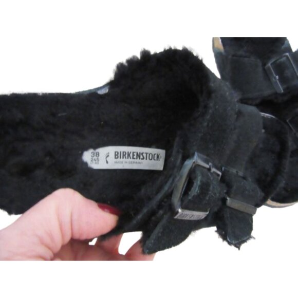 Birkenstock Arizona Shearling Lined Sandals Black Size 38 EU - Picture 2 of 5